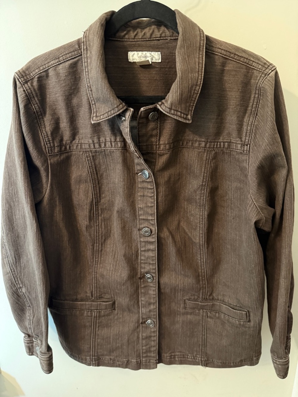 CJ Banks Brown Button-Front Jean Jacket